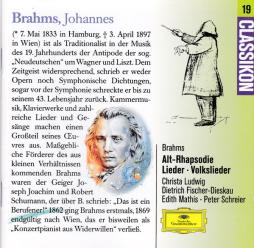 Alt-Rhapsodie - Lieder  di Brahms Johannes (1833-1897) - LP
